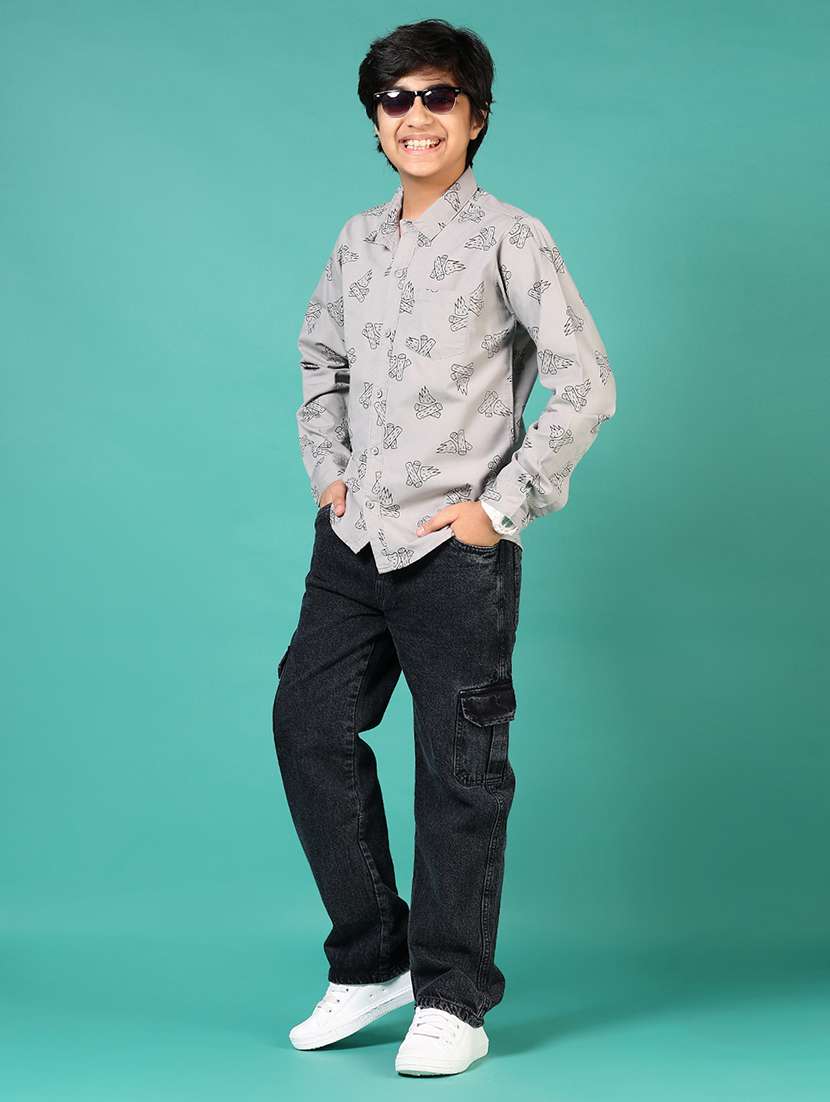 boys printed collared long sleeve shirt - 21715489 -  Standard Image - 4