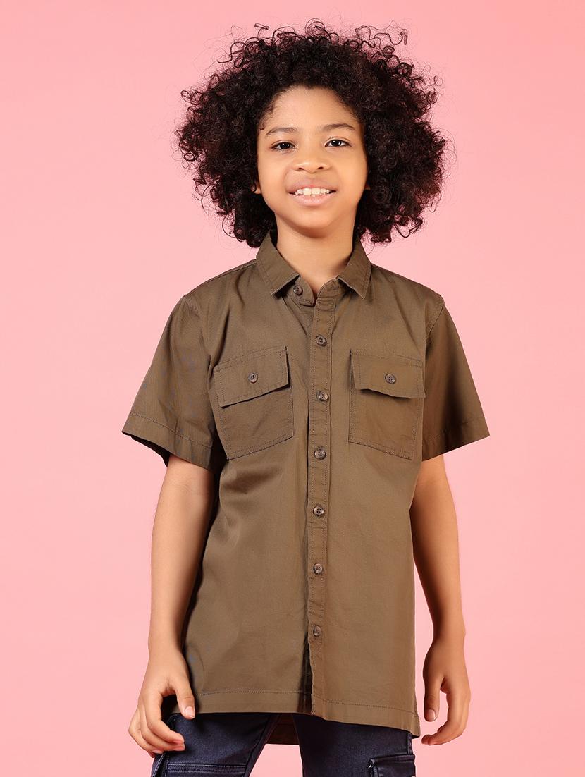 boys solid short sleeve casual shirt - 21715492 - Standard Image - 1