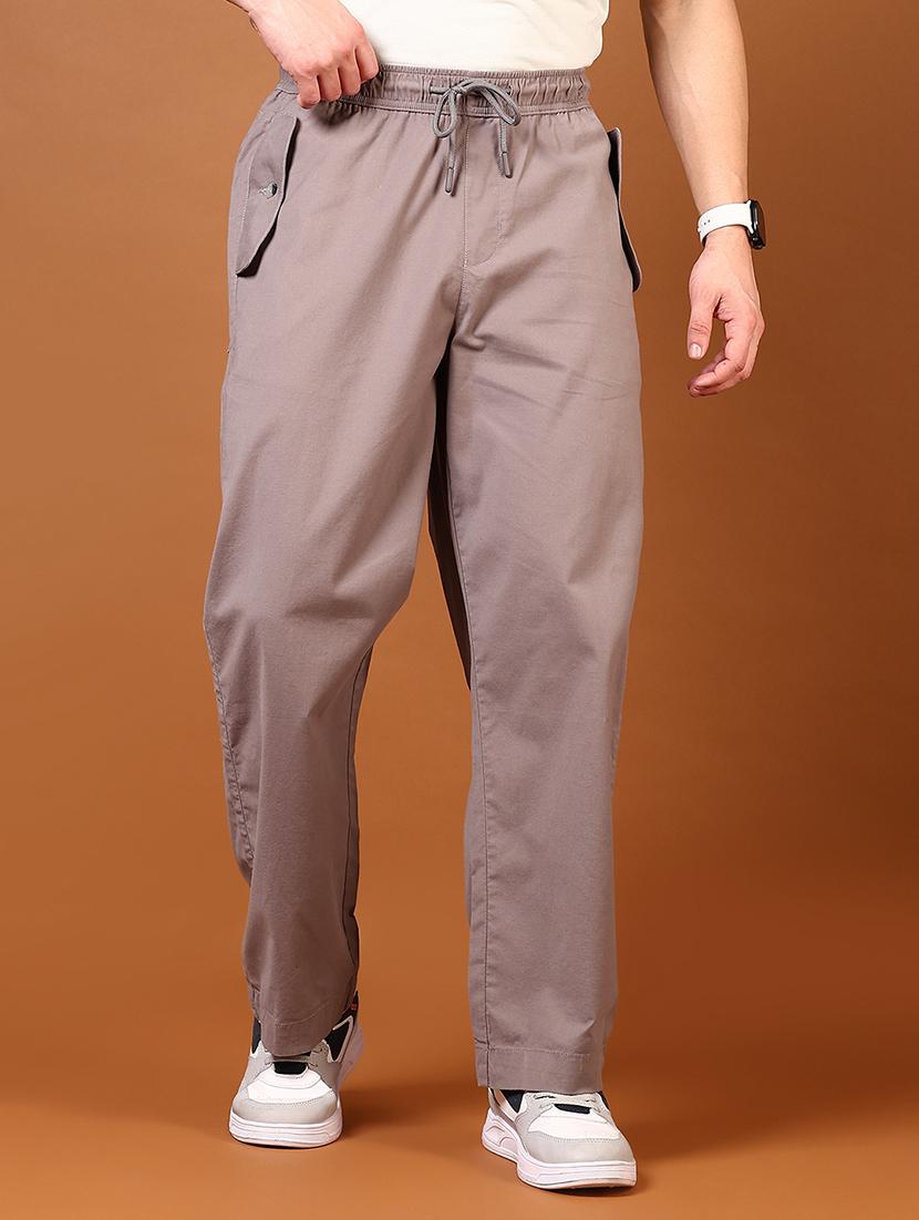 men solid mid rise casual chinos
