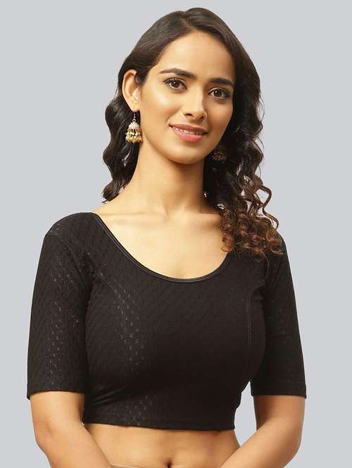 women self design short sleeve stitched blouse