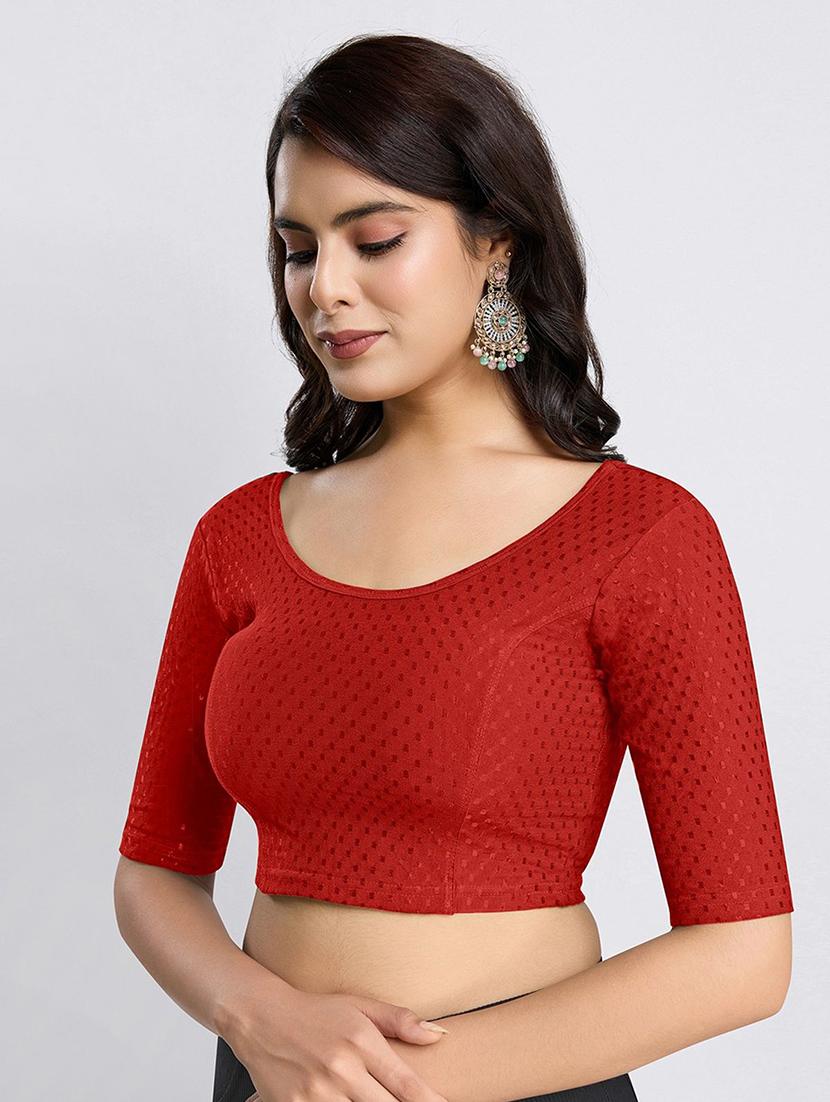 women red self design stitched blouse - 21715632 - Standard Image - 1
