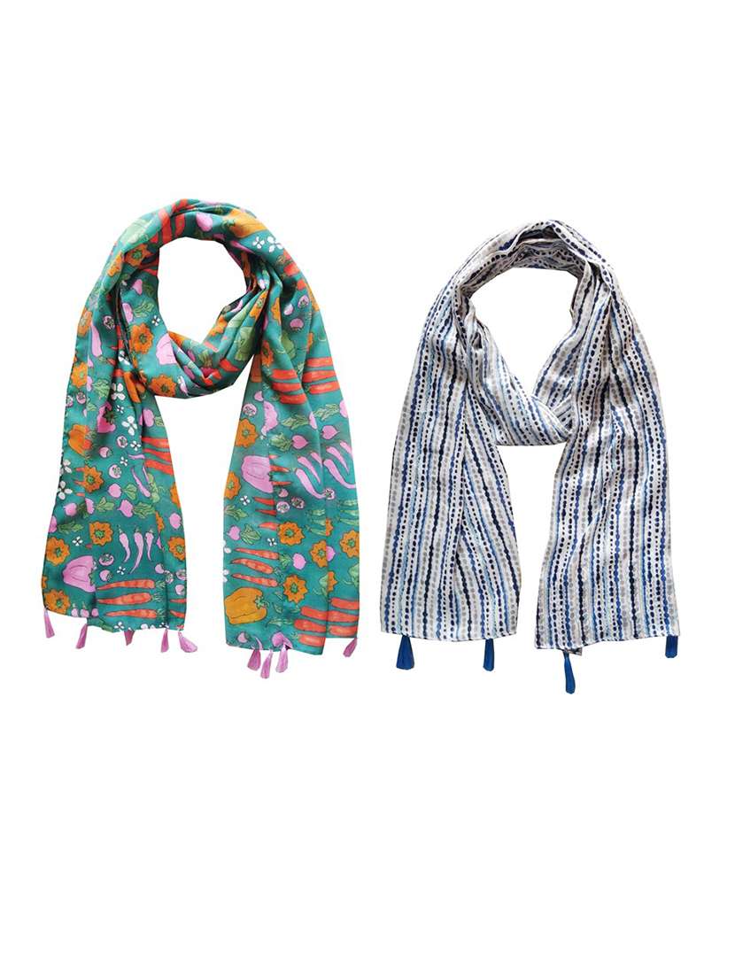 women pack of 2 printed scarfs