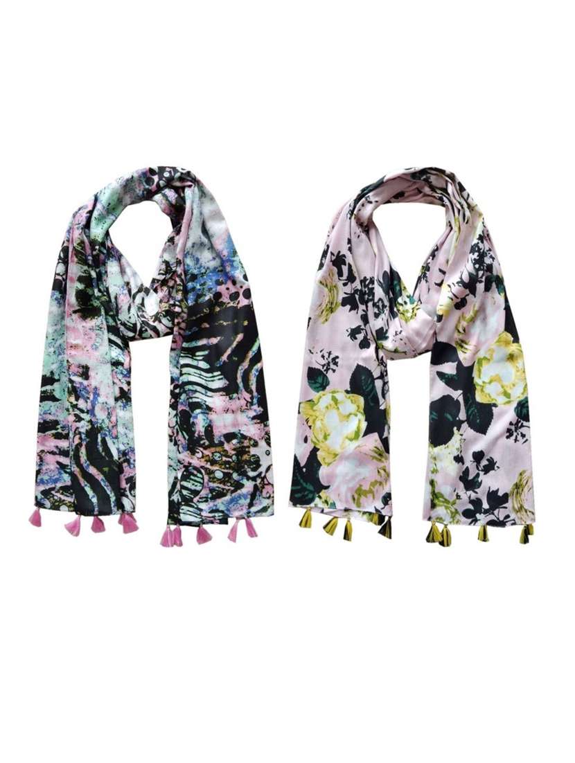 women pack of 2 printed scarf