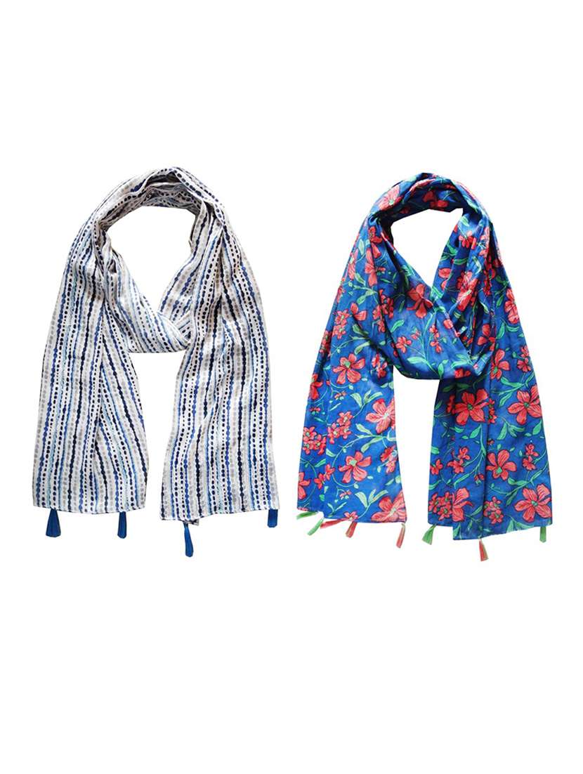 women pack of 2 printed scarfs