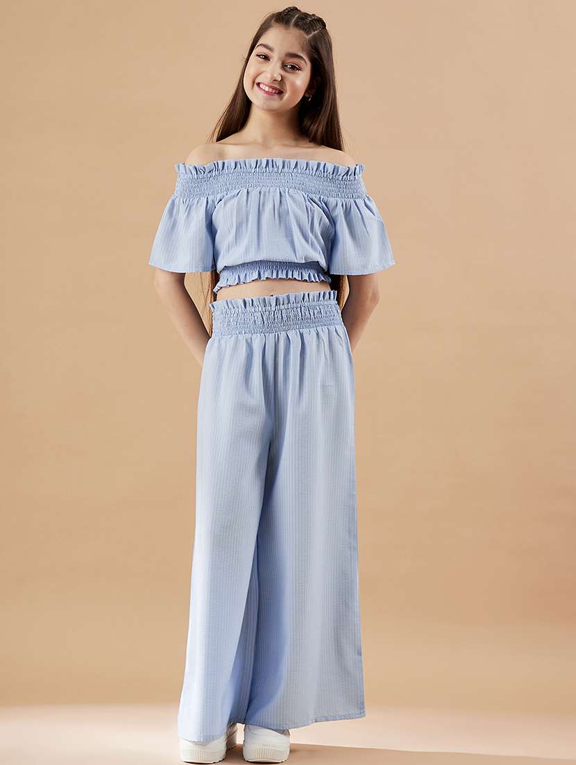 girls self design top & palazzo co-ords set