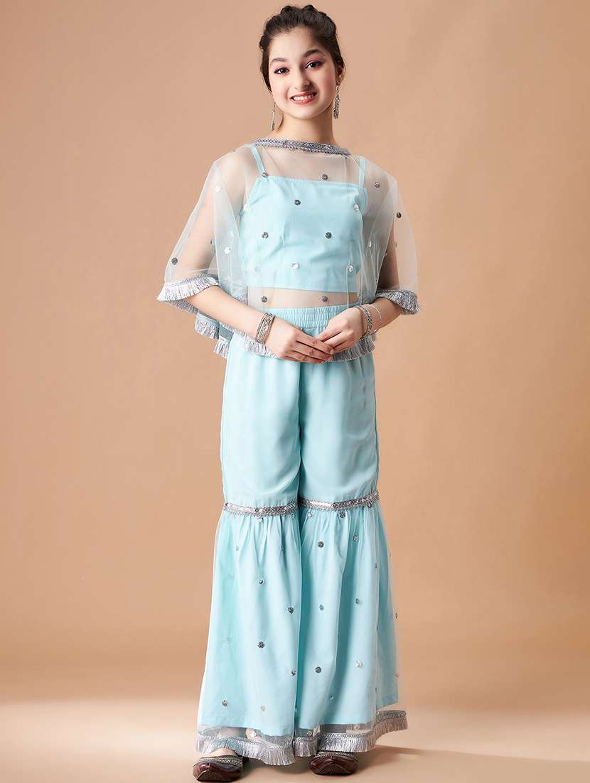 girls sequined top & sharara set