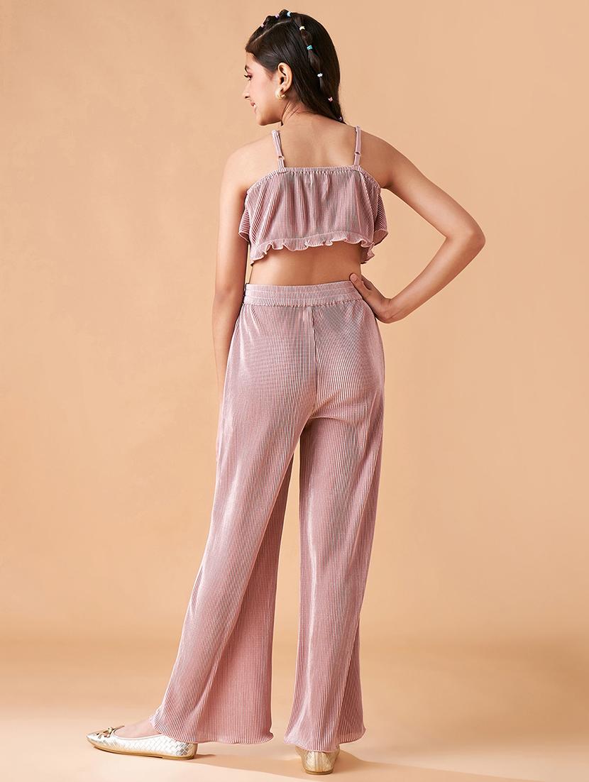 girls solid top & palazzo co-ords set - 21715812 - Standard Image - 4