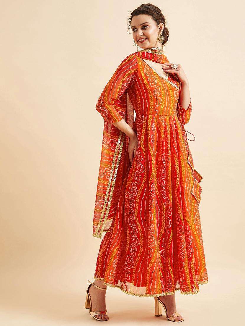 women green bandhani printed kurta dupatta set - 21715833 -  Standard Image - 4