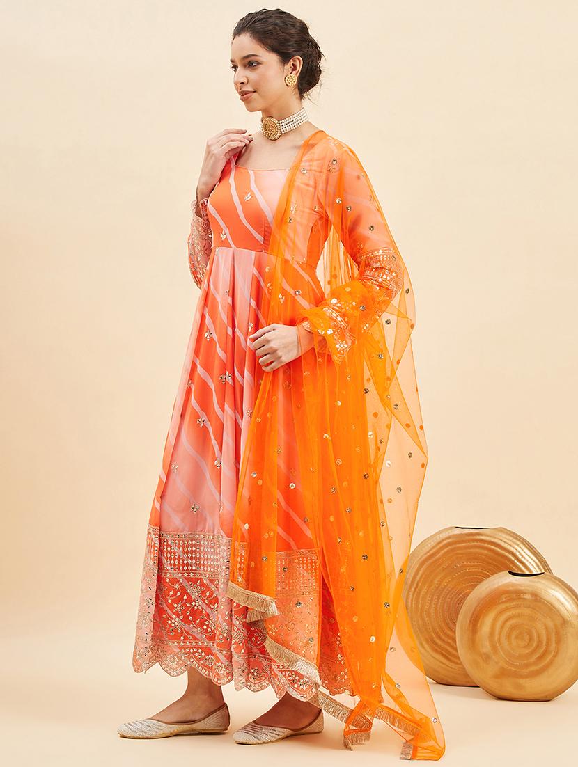 women leheriya printed kurta dupatta set - 21715856 -  Standard Image - 1