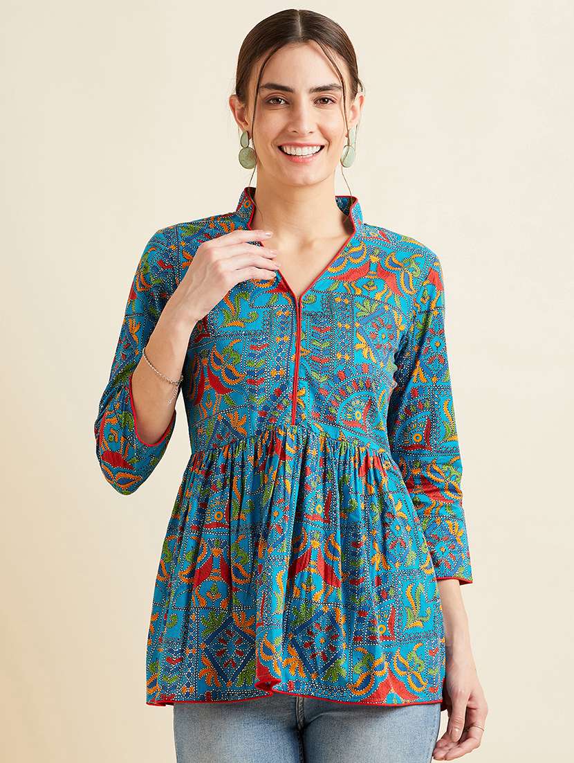 women printed a-line kurti