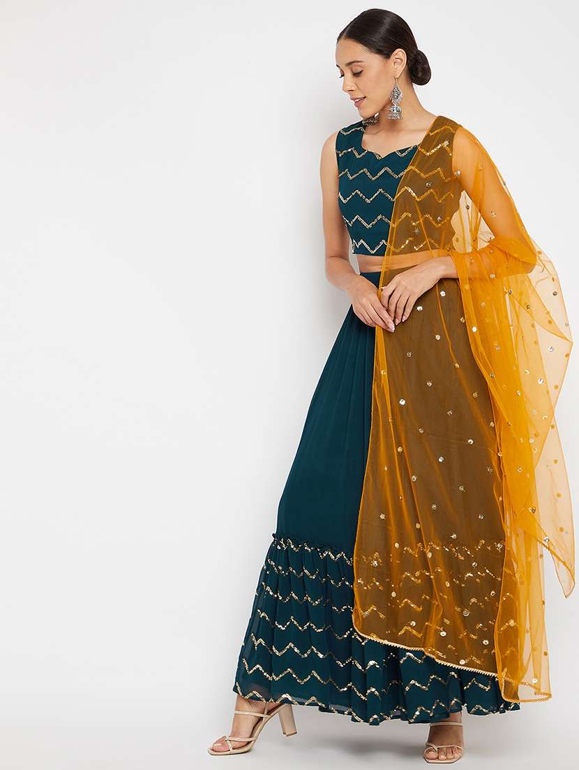 women sequin work stitched lehenga choli with dupatta - 21715870 -  Standard Image - 1