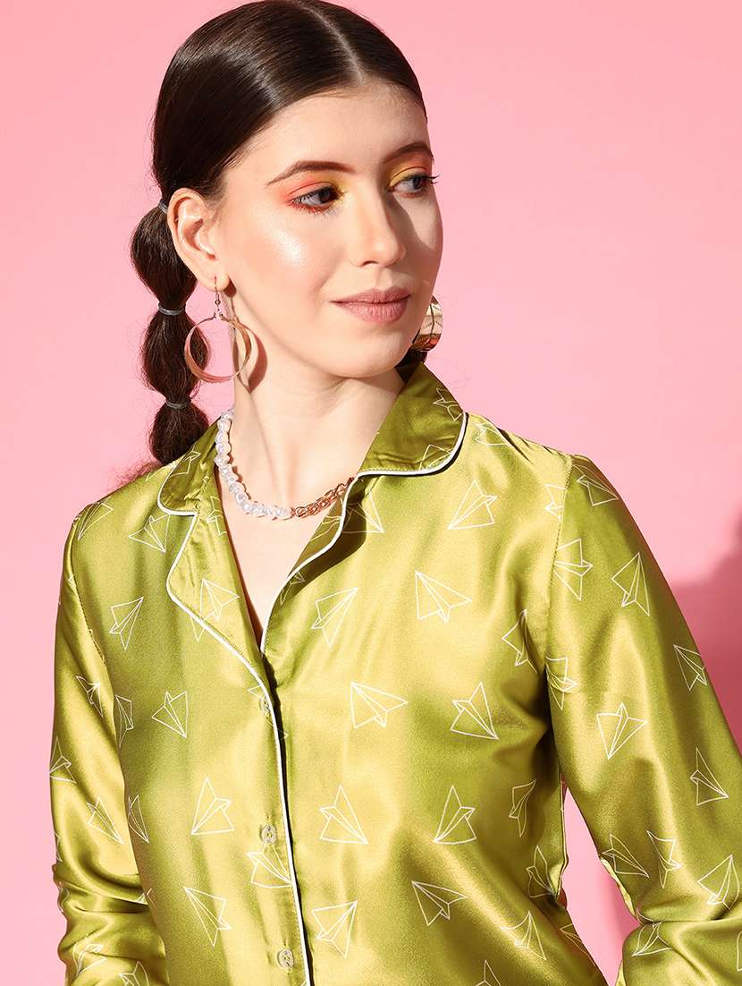 women printed nightwear shirt & pyjama set - 21715880 -  Standard Image - 6