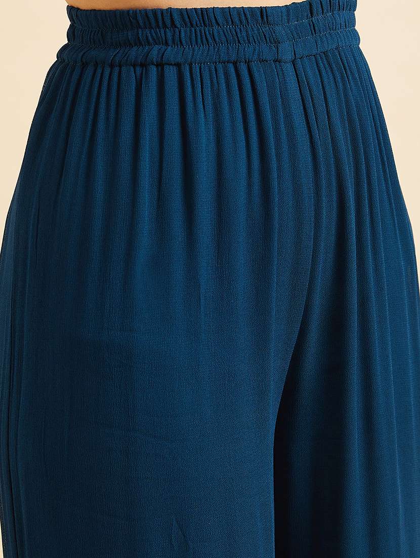 women teal sleeveless kurta sharara with dupatta set  - 21715966 -  Standard Image - 6