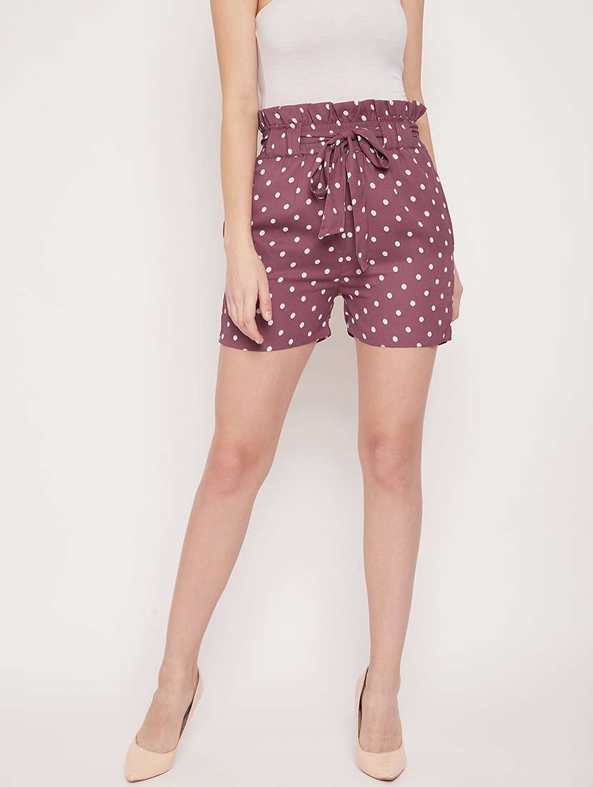 women polka doted high rise regular short
