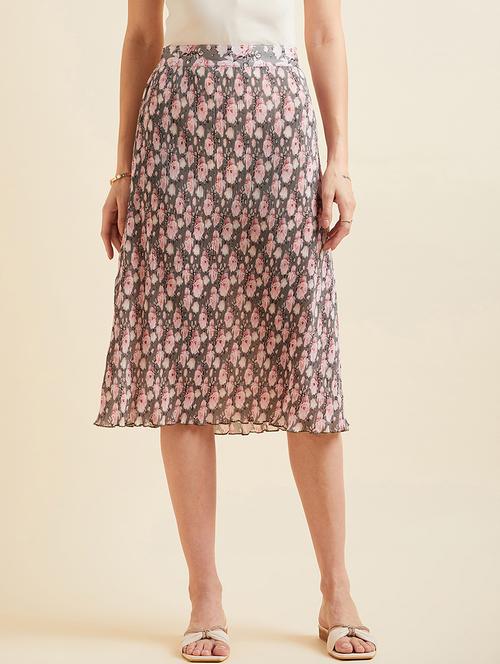 women printed high rise a-line skirt - 21716046 - Standard Image - 0