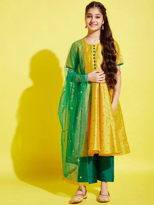girld self design kurta palazzo suit set - 21716072 - Standard Image - 0