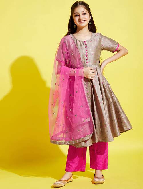 girld self design kurta palazzo suit set