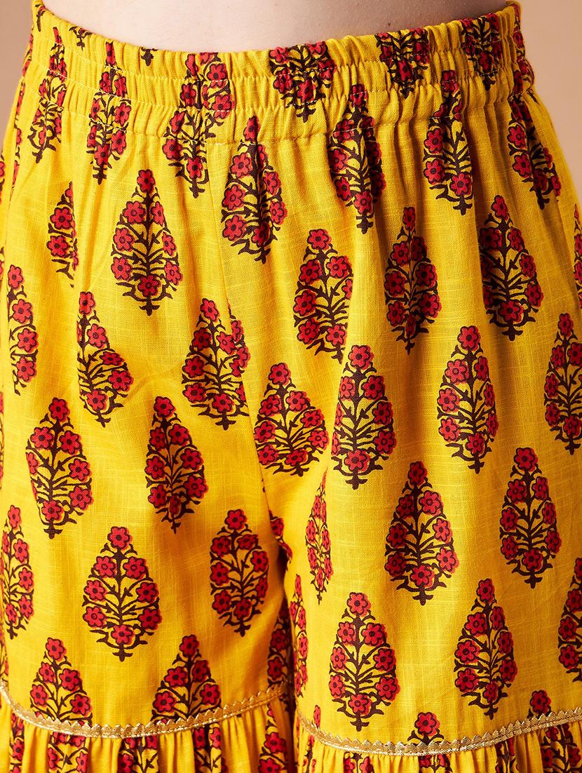 girls printed kurta sharara suit set - 21716123 - Standard Image - 6