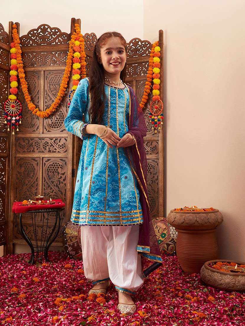 girls printed kurta salwar suit set