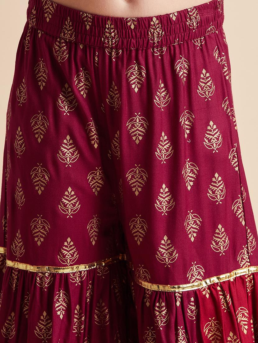 girls printed kurta sharara set with dupatta - 21716140 - Standard Image - 6