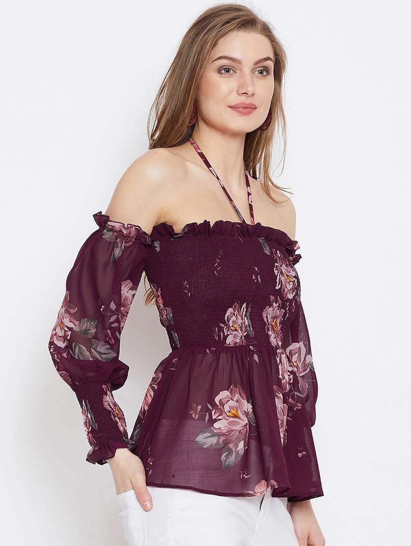 women floral print off shoulder peplum top - 21716158 -  Standard Image - 1