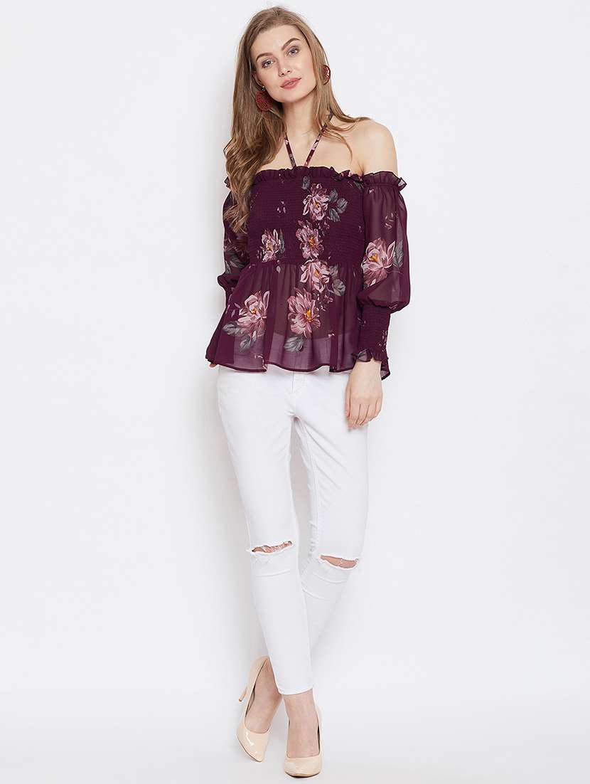 women floral print off shoulder peplum top - 21716158 -  Standard Image - 4