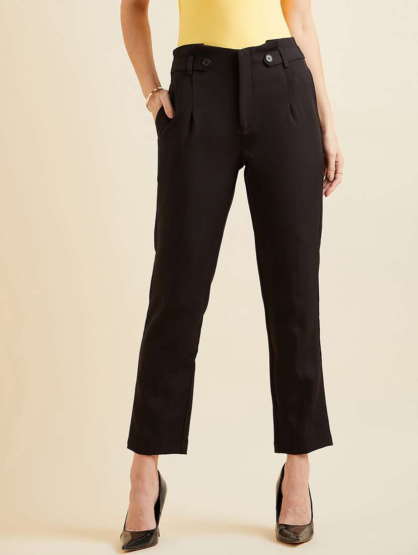 women solid mid rise cigarette pant - 21716203 - Zoom Image - 0