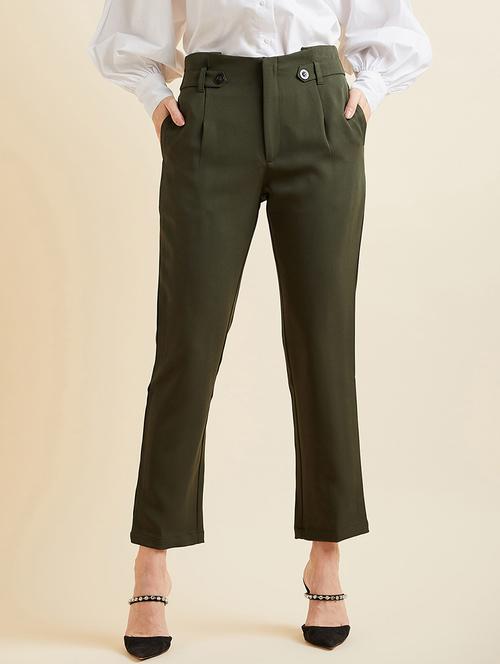 women solid high rise cigarette pant - 21716204 - Standard Image - 0
