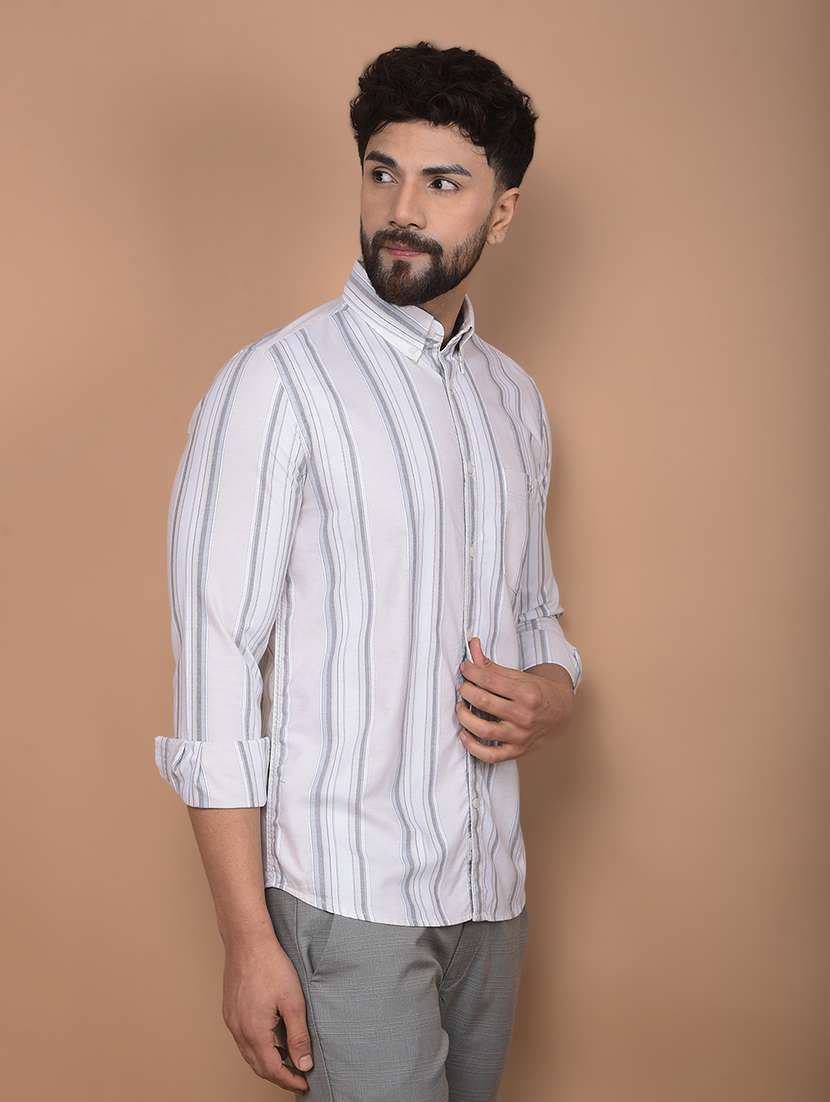 men long sleeves striped casual shirt - 21716220 -  Standard Image - 1