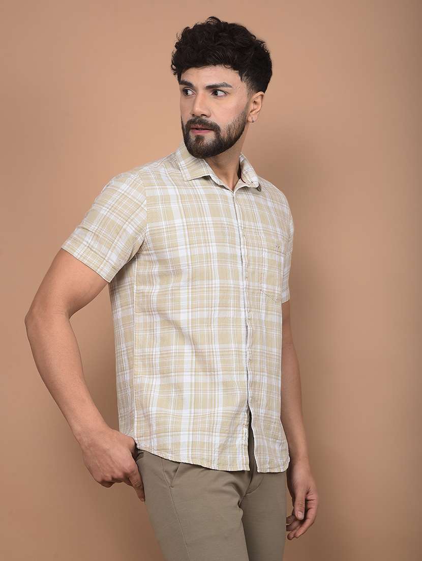 Men Short Sleeves Checkered Casual Shirt - 21716232 -  Standard Image - 1