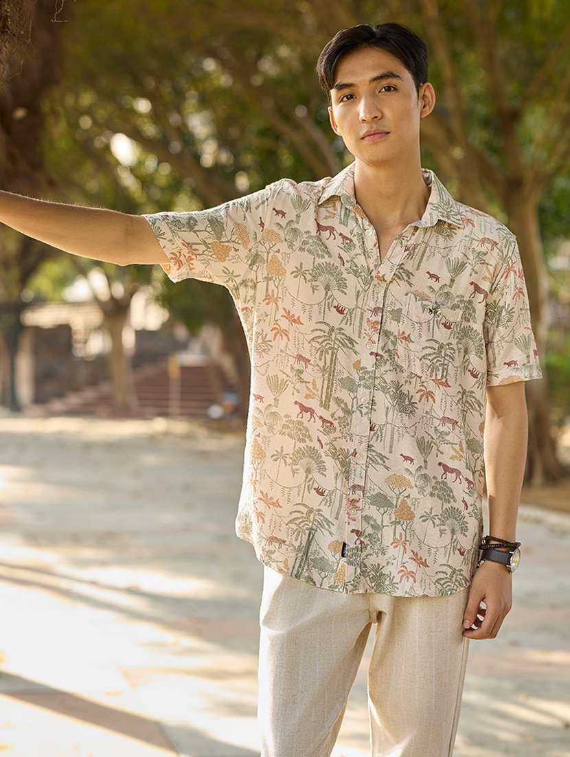 men short sleeves printed casual shirt - 21716234 -  Standard Image - 1