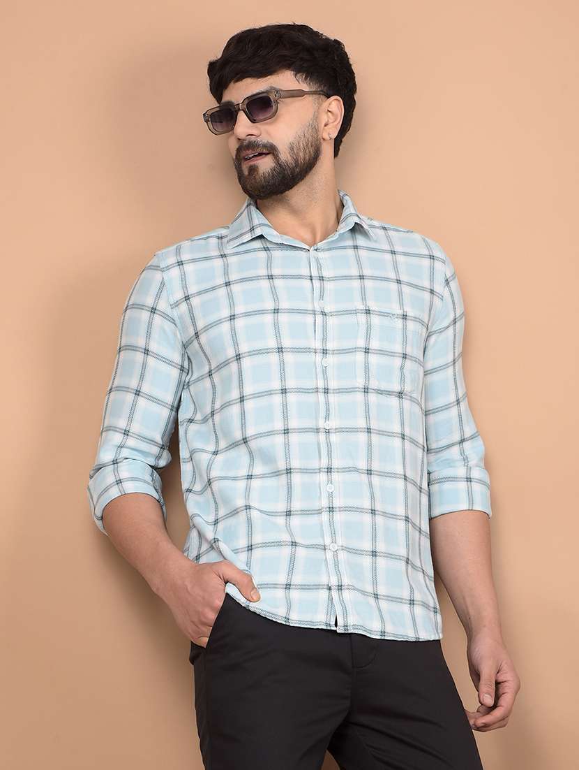 men long sleeves checkered casual shirt - 21716277 -  Standard Image - 1