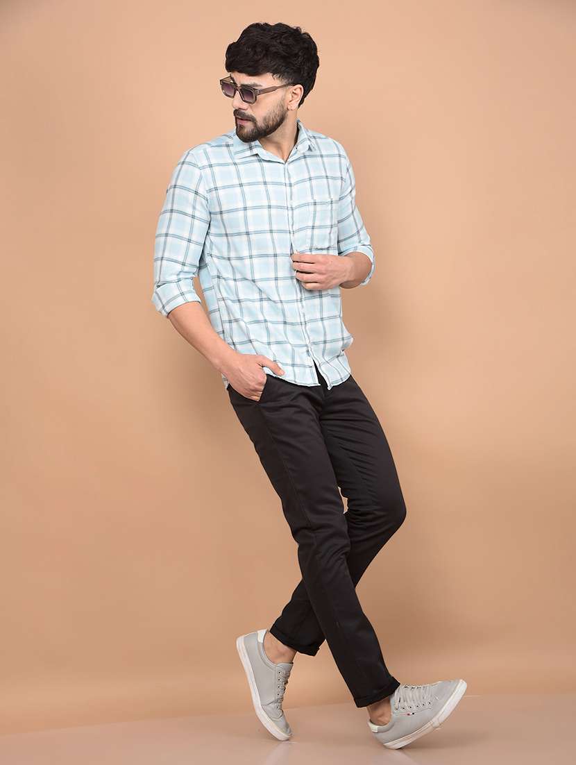 men long sleeves checkered casual shirt - 21716277 -  Standard Image - 4