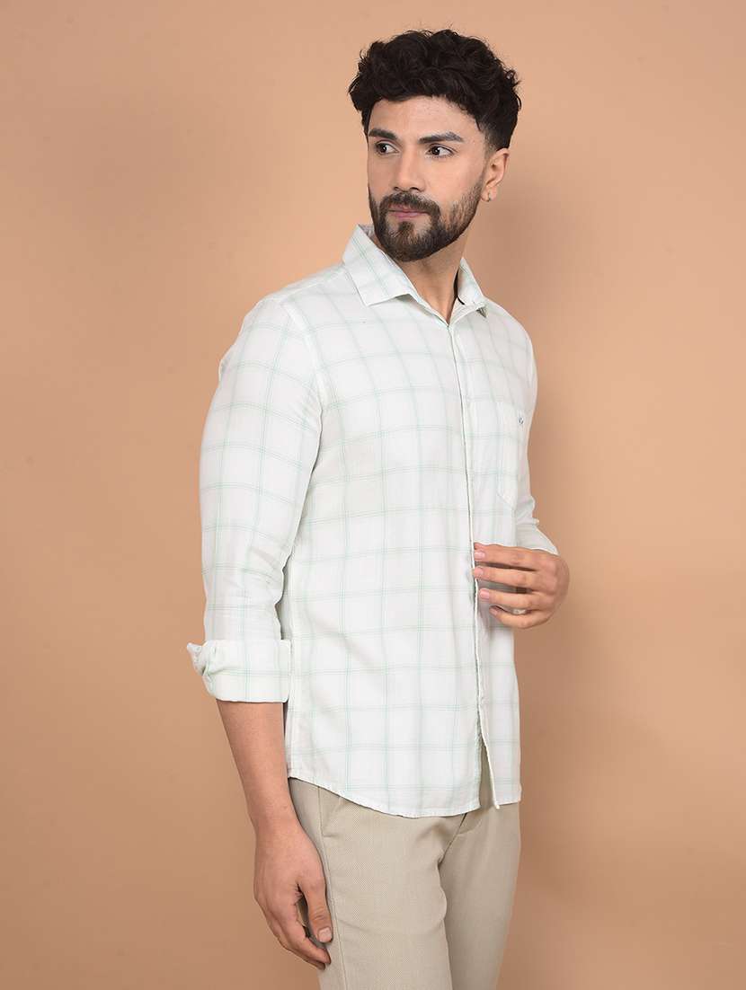 men long sleeves checkered casual shirt - 21716282 -  Standard Image - 1