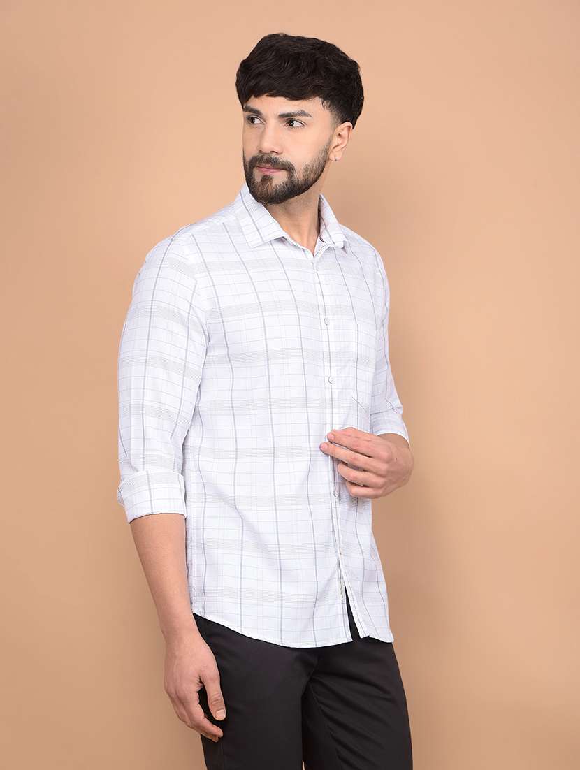 men long sleeves checkered casual shirt - 21716296 -  Standard Image - 1