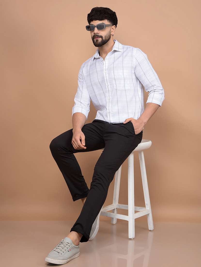 men long sleeves checkered casual shirt - 21716296 -  Standard Image - 4