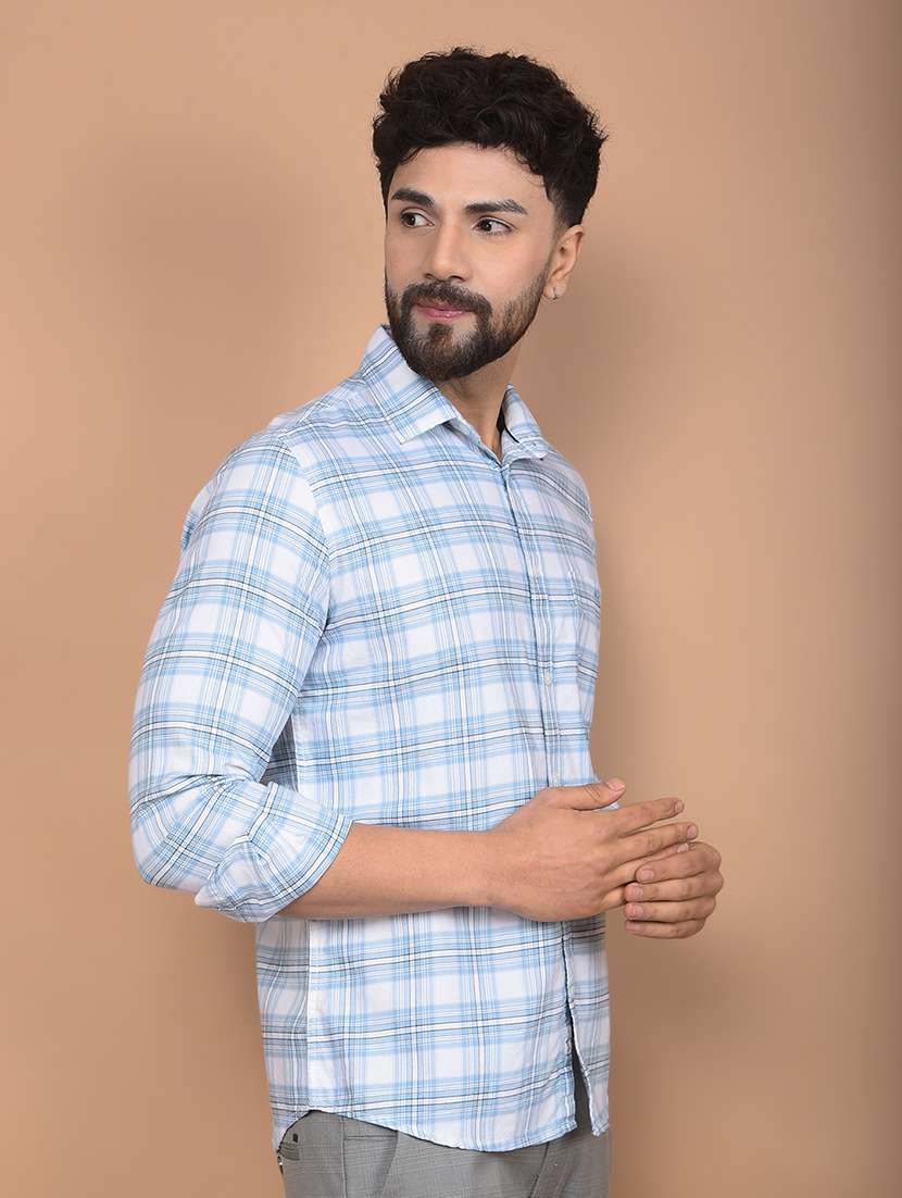 men long sleeves checkered casual shirt - 21716307 -  Standard Image - 1