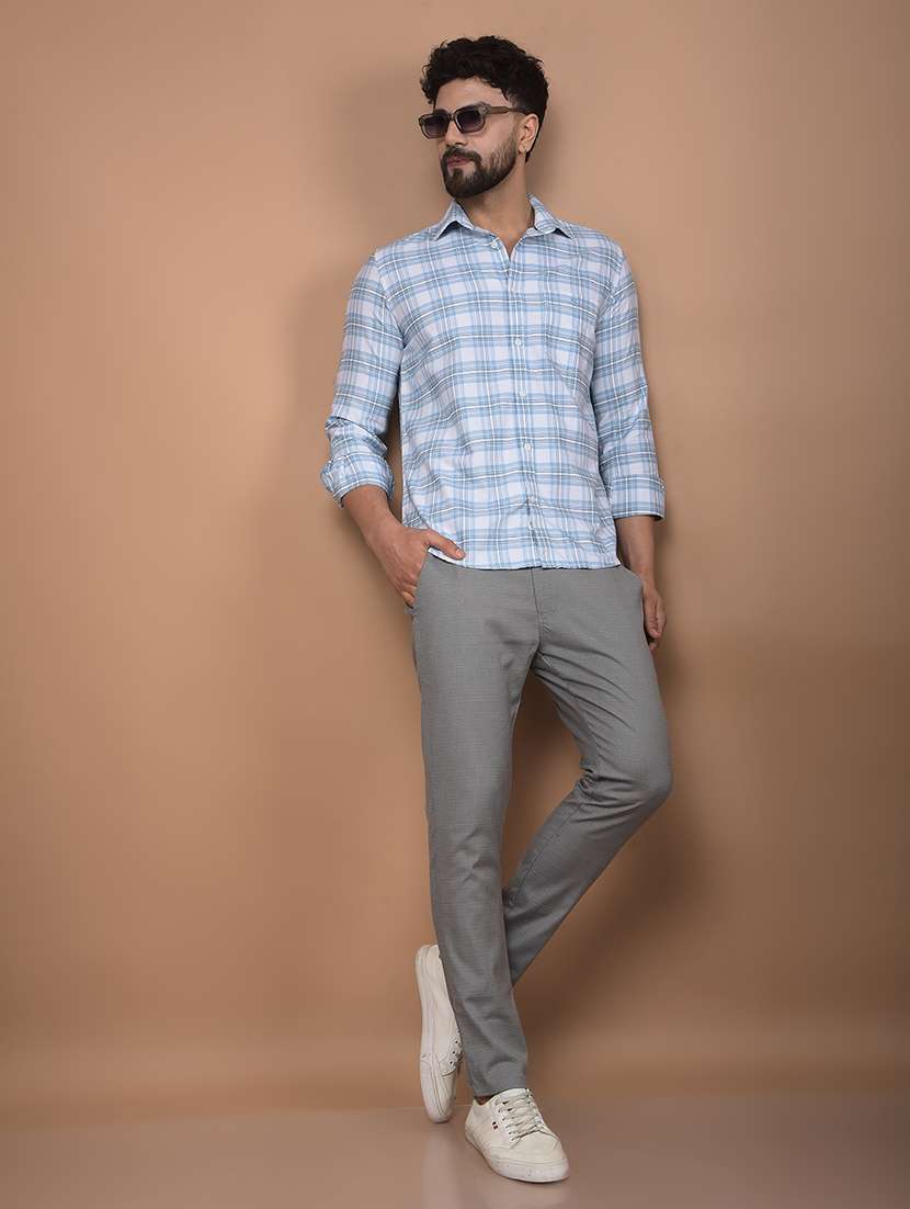 men long sleeves checkered casual shirt - 21716307 -  Standard Image - 4