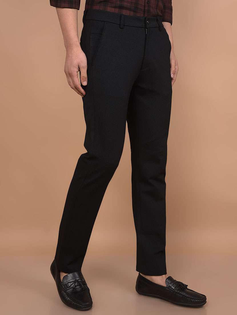 men mid rise solid flat front casual trouser - 21716336 -  Standard Image - 1
