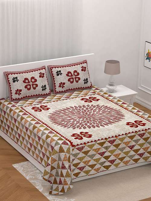 bombay spreads 210 tc brown color 100% perimum cotton king size bedsheet with 2 pillow cover