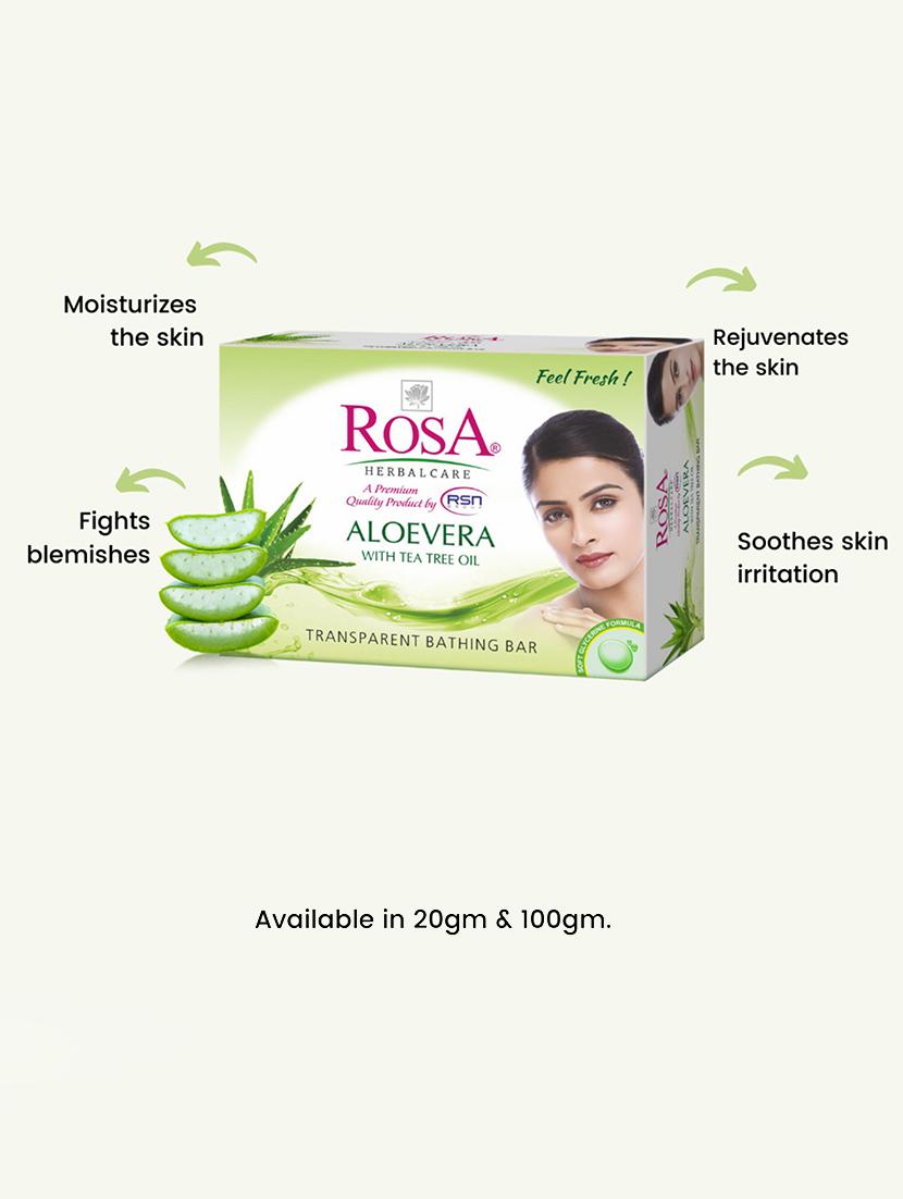 rosa transparent aloevera & neem gel soap i skin conditioners for moisturized skin i bathing bar i pack 4 *100g each - 21716362 - Standard Image - 4