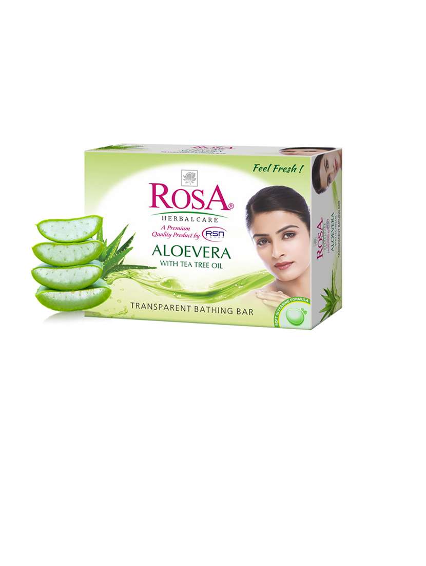 rosa transparent aloevera & neem gel soap i skin conditioners for moisturized skin i glyecrin bathing bar i pack 4 *100g each - 21716363 -  Standard Image - 1