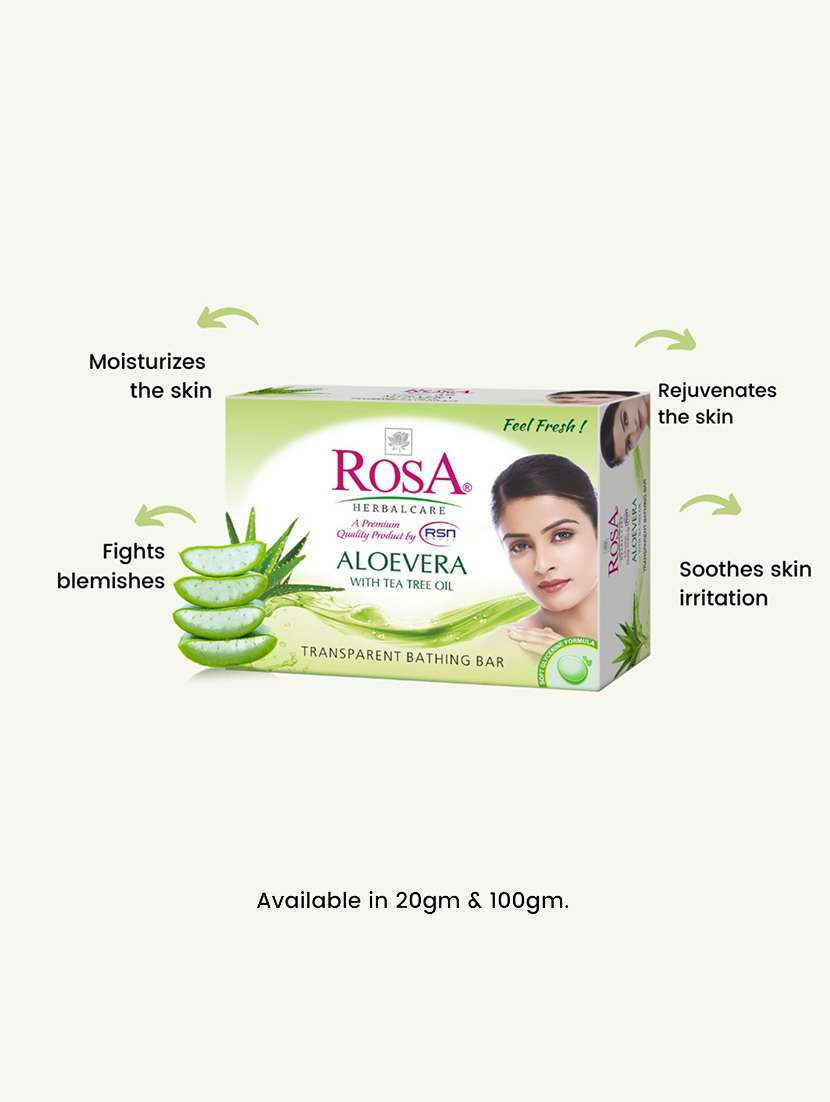 rosa transparent aloevera & strawberry gel soap i skin conditioners for moisturized skin i bathing bar i pack 4 *100g each - 21716366 -  Standard Image - 1