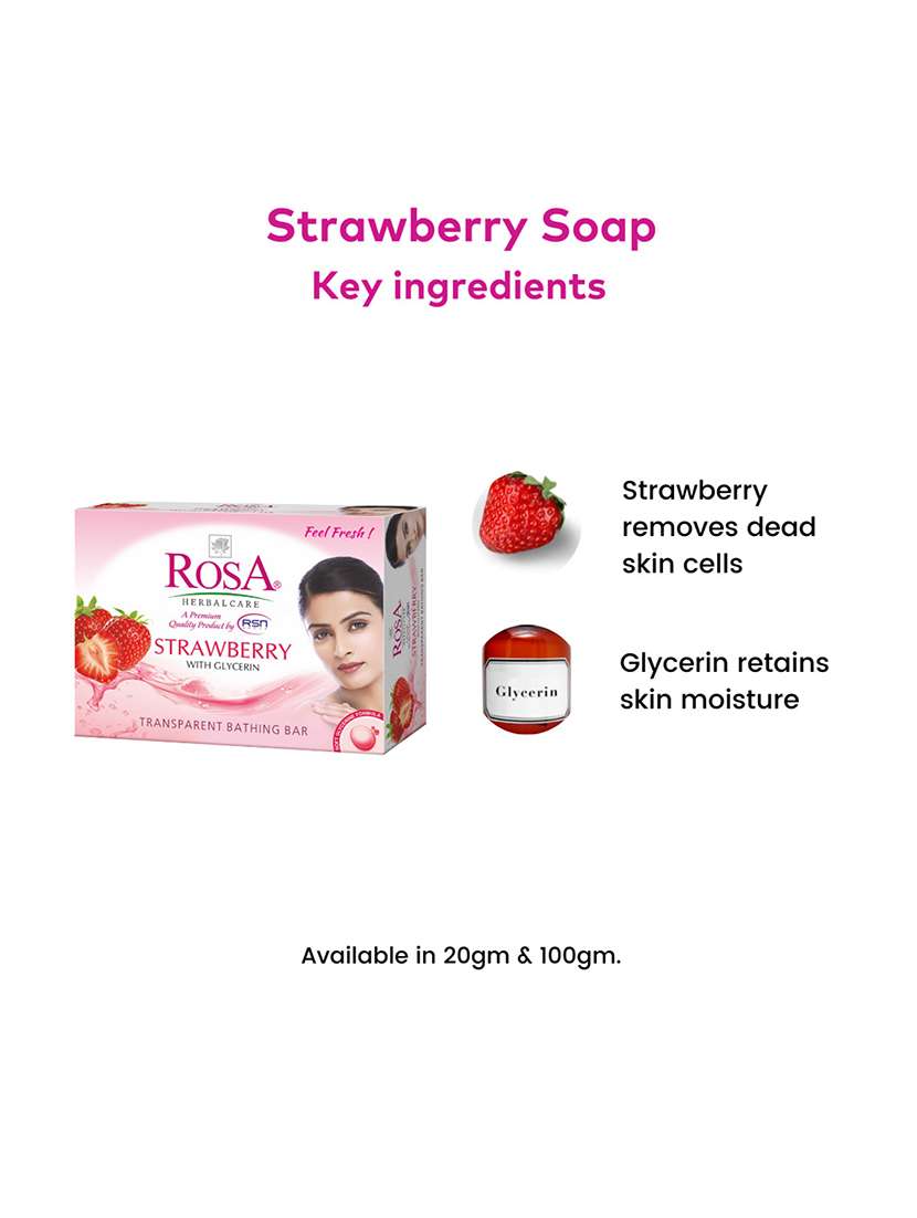 rosa transparent aloevera & strawberry gel soap i skin conditioners for moisturized skin i bathing bar i pack 4 *100g each - 21716366 -  Standard Image - 4