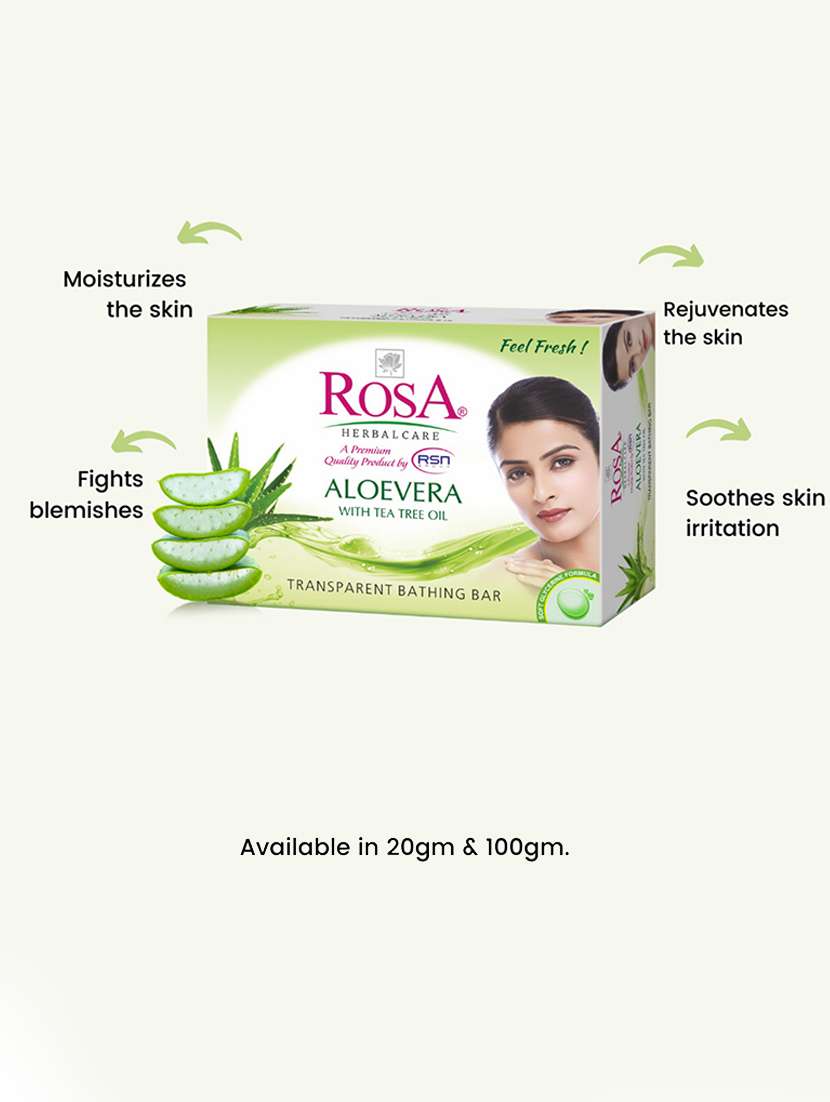 rosa transparent aloevera & strawberry bathing bar i skin conditioners for moisturized skin i glyecrin soap i pack 4 *100g each - 21716367 -  Standard Image - 1