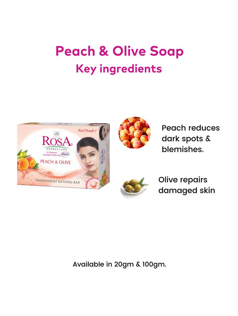 rosa transparent aloevera and peach & olive gel soap i skin conditioners for moisturized skin i bathing bar i pack 6 *100g each - 21716369 -  Standard Image - 6