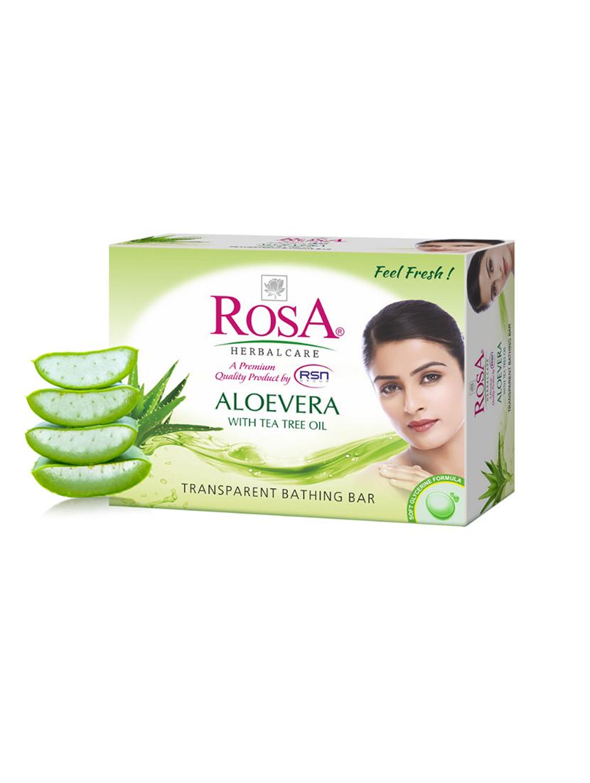 rosa transparent aloevera & neem gel soap i skin conditioners for moisturized skin i glyecrin bathing bar i pack 6 *100g each - 21716371 - Standard Image - 1