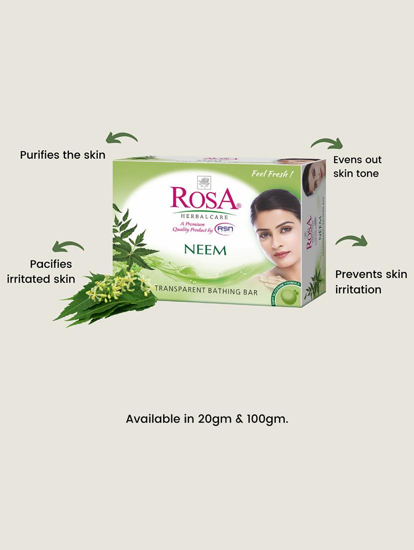 rosa transparent aloevera & neem gel soap i skin conditioners for moisturized skin i glyecrin bathing bar i pack 6 *100g each - 21716371 - Standard Image - 4