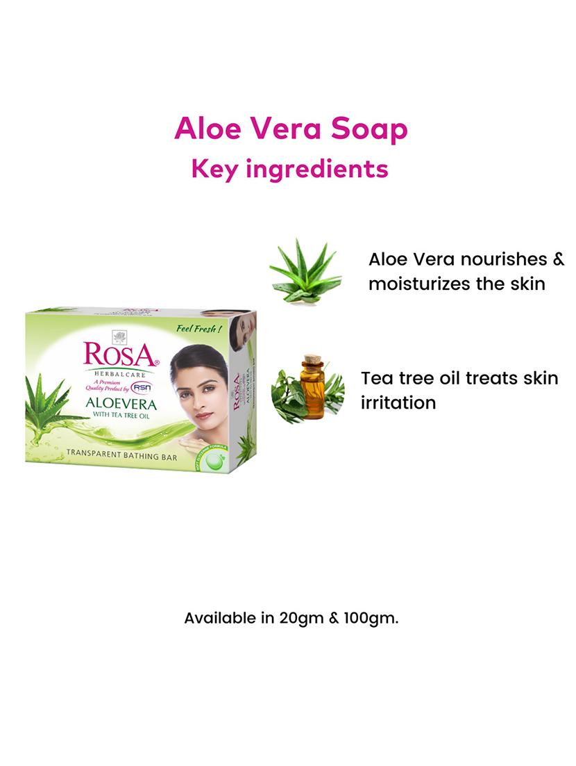 rosa transparent aloevera & neem gel soap i skin conditioners for moisturized skin i glyecrin bathing bar i pack 6 *100g each - 21716371 - Standard Image - 6