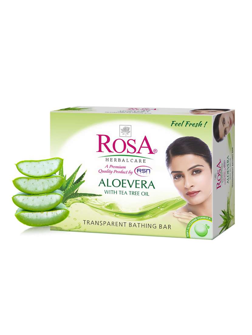 rosa transparent aloevera gel soap with tea tree oil i skin conditioners for moisturized skin i bathing bar i pack 6 *100g each - 21716376 -  Standard Image - 1